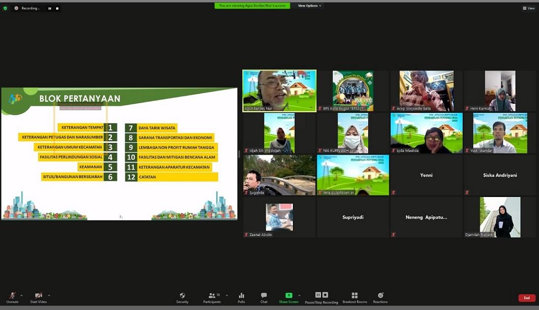Pelatihan Petugas Pendataan Potensi Desa (PODES) 2021 Kota Bogor