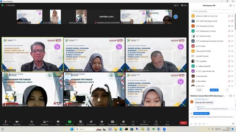 Pelatihan Petugas SAKERNAS Februari 2024, SUSENAS Maret dan Seruti 2024 BPS Kota Bogor